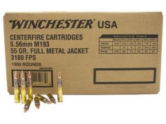 WM1931000 Winchester USA 5.56 1000 Rounds 55 Grain M193 FMJ - 1000 Round Bulk Ammo