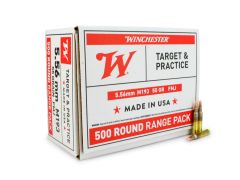 Winchester, Target & Practice, 5.56, M193, FMJ, 556, 556 nato, 223, 223 remington, ar15 ammo, ammo for sale, rifle ammo, Winchester ammo, Ammunition Depot