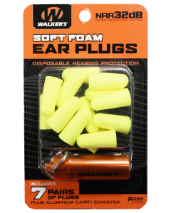 Walkers Game Ear Foam Ear Plugs, Wlkr Gwp-plgcan-yl  7pk Ylw Foam Plug W/case