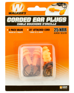 Walkers Game Ear Corded, Wlkr Gwp-epcord2pk  Corded Ear Plug  2pk